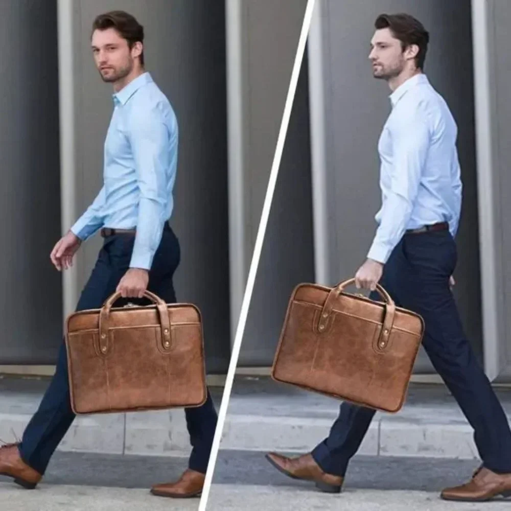 NEW Bosi Leather Briefcases 15.6 Inch - Picture 9 of 11